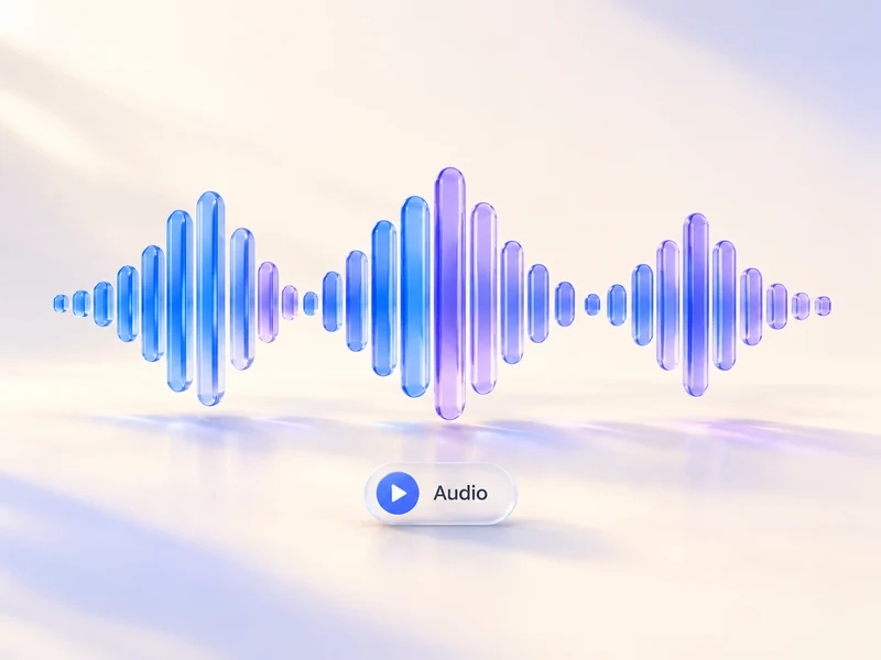音声の再生ボタンが付いた青と紫の話し声の波形