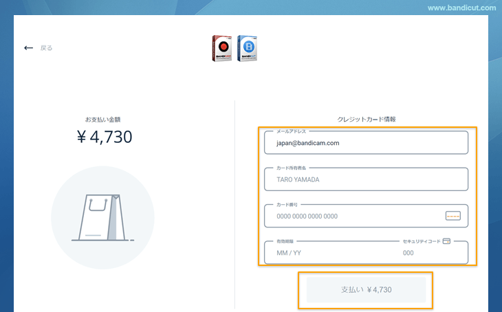 クレジットカード情報入力