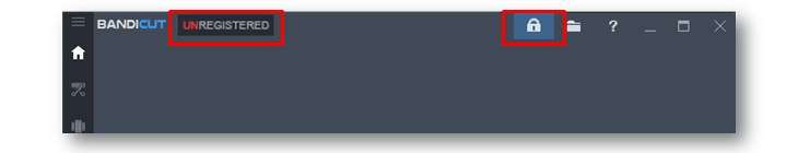 Bandicut無料版ではUNREGISTEREDと表示