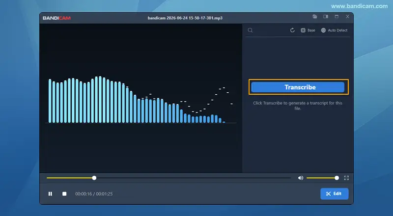 Bandicamで音声を文字起こし
