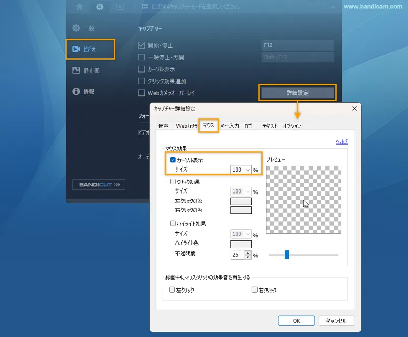 カーソル表示