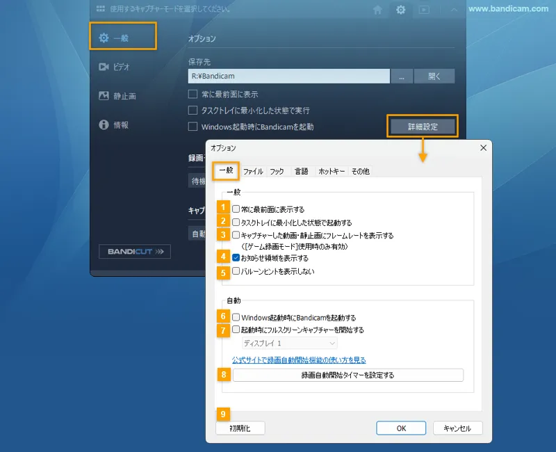 詳細設定：一般