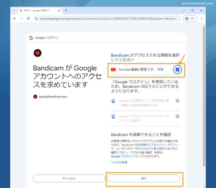 YouTube連動許可