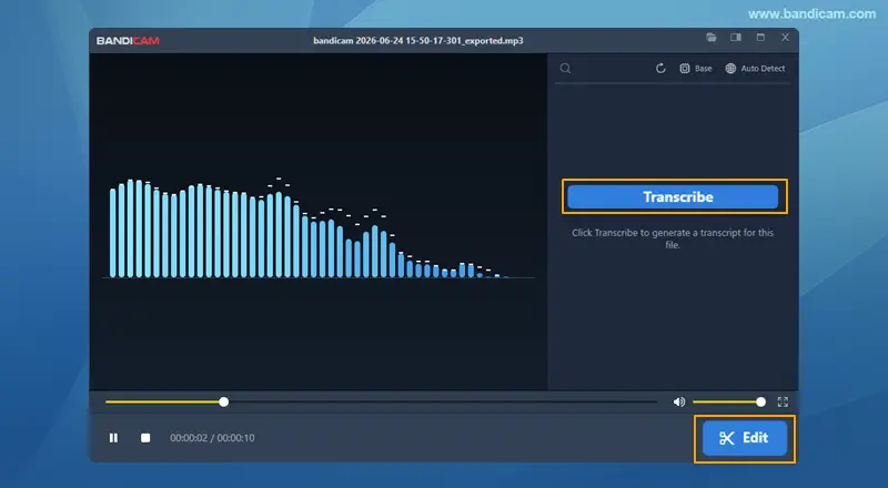 トリミング後の音声