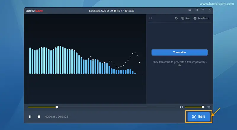 Bandicam内蔵オーディオエディター