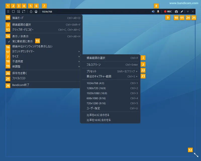 画面録画モード - キャプチャー待機