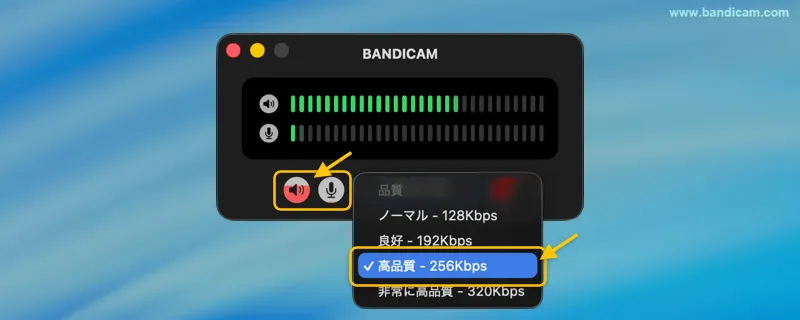 Macのシステム音声とマイク音声、音質を設定