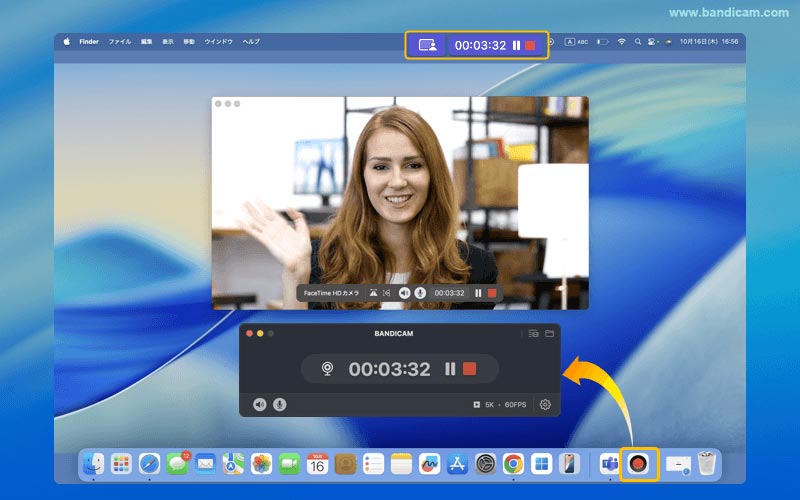 ウインドウ録画の一時停止・停止