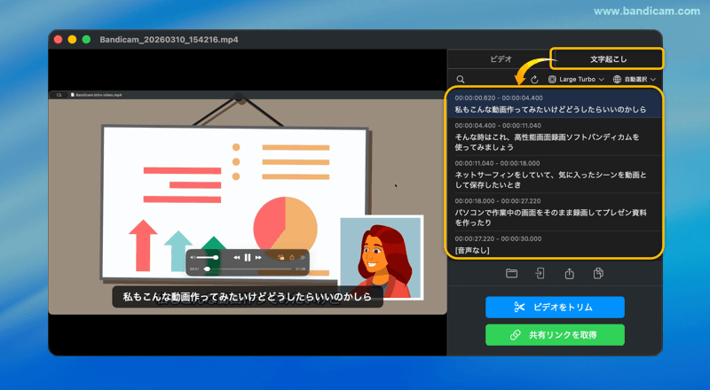 動画の音声をテキスト化