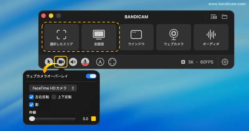 ウェブカメラオーバーレイの有効化