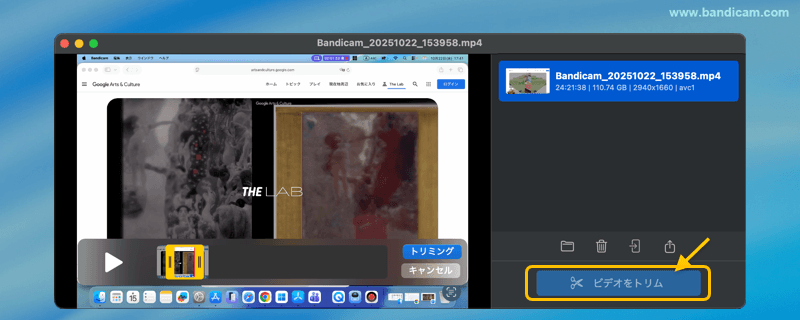 Macで録画した長時間動画をトリミングして保存