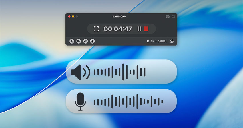 Bandicam for MacでMacの内部音声（システムオーディオ）とマイク音声を同時に録音