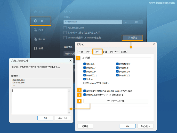 詳細設定：フック