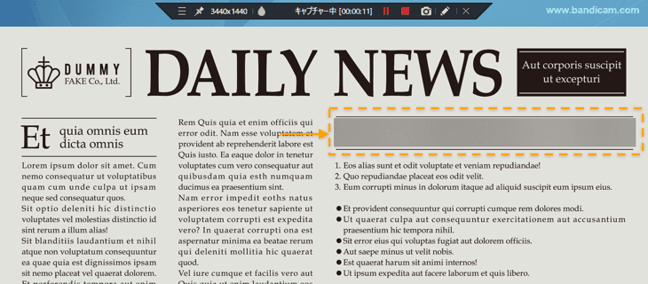 全画面録画、フルスクリーンキャプチャーでモザイク移動