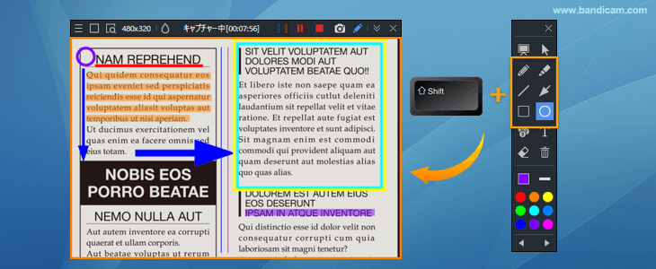 直線、正方形、円形
