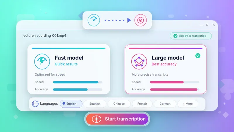 BandicamでAI文字起こしモデルを選択