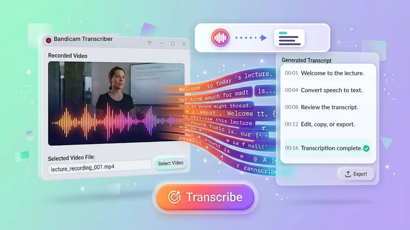 Bandicamで録画をテキストに変換