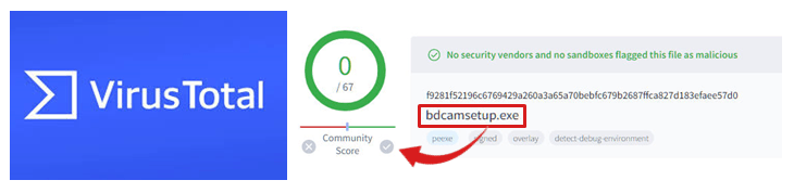 Virustotalでウイルスがないことをチェック済
